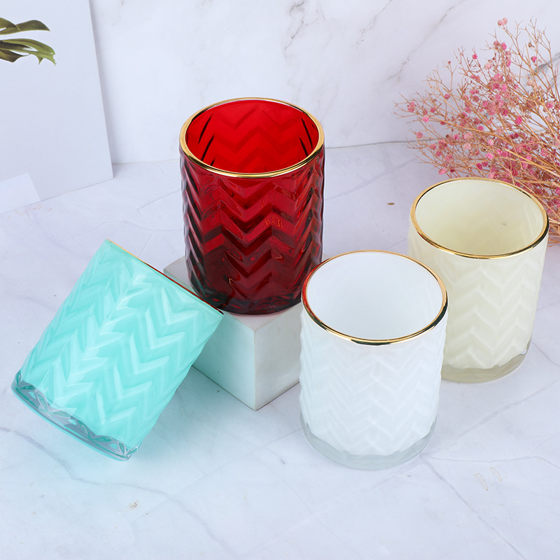 650ml Empty Colored Glass Candle Jar Aromatherapy Candle Empty Jar for Candle Making Candy Cup