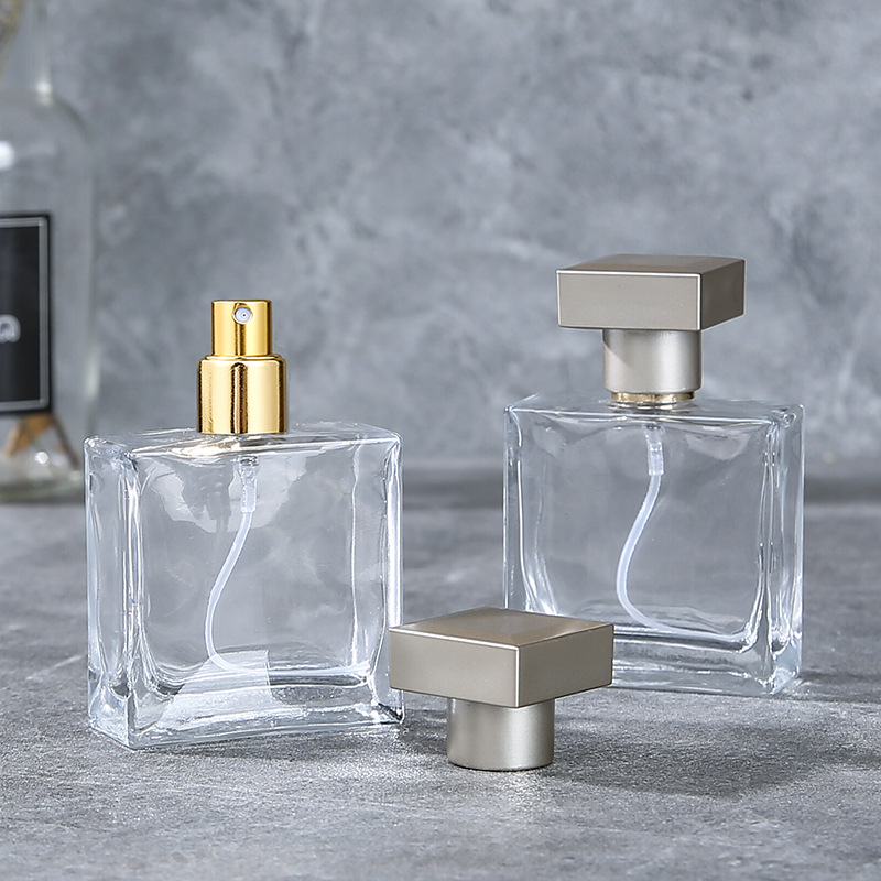Empty 25ml Glass Bottle Square Type Clear Color Screw Neck Perfume Bottle Thick Bottom High Quality(Screw Top)