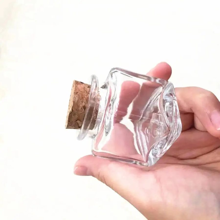 50ml Mini Glass Bottle Jar Mini Clear Square Storage Glass Jar With Cork Lids Wholesale Home Wedding Decoration Gift  Food Candy Saffron Spice Container Glass Storage Jars - Image 4