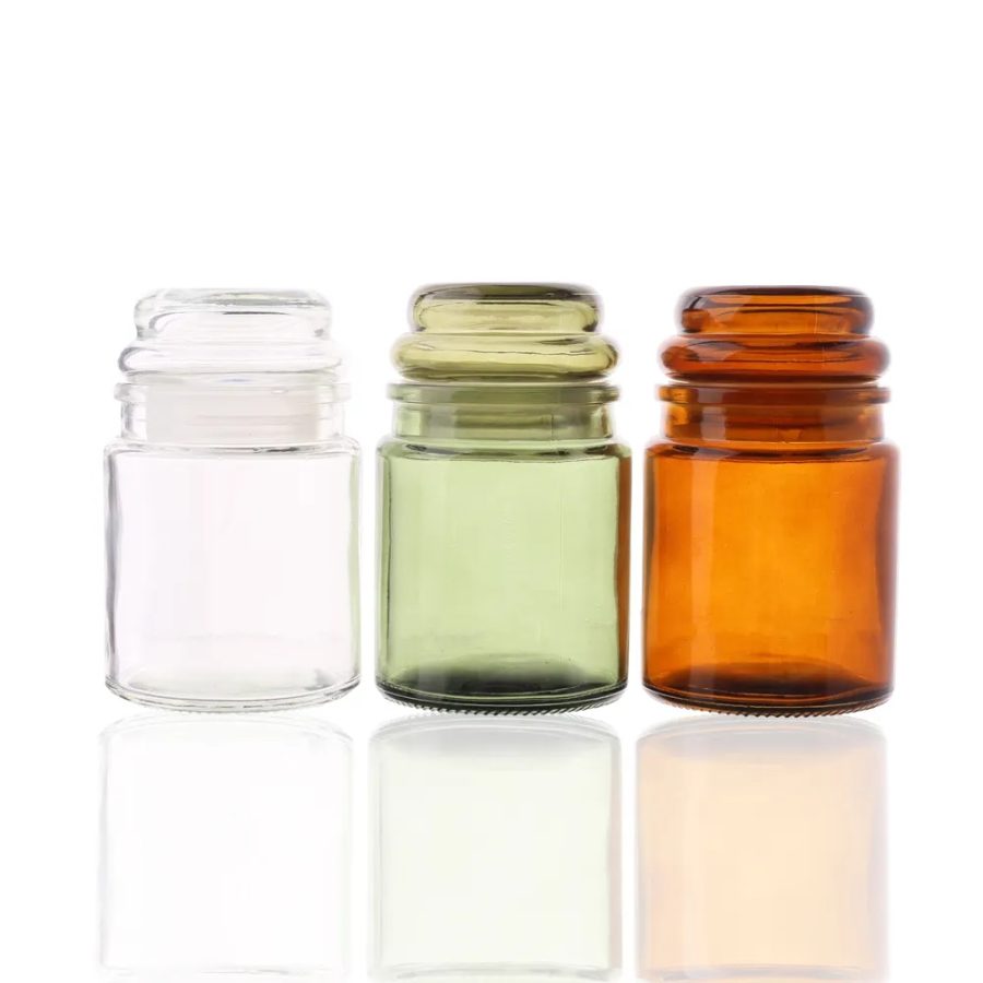 Supplier Empty 200ml Yankee fragrance thick recycled amber Clear Green  glass candle jars Storage Container with Glass Lid - Image 2