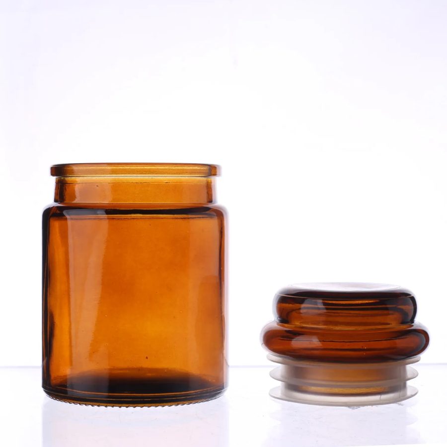 Supplier Empty 200ml Yankee fragrance thick recycled amber Clear Green  glass candle jars Storage Container with Glass Lid - Image 3