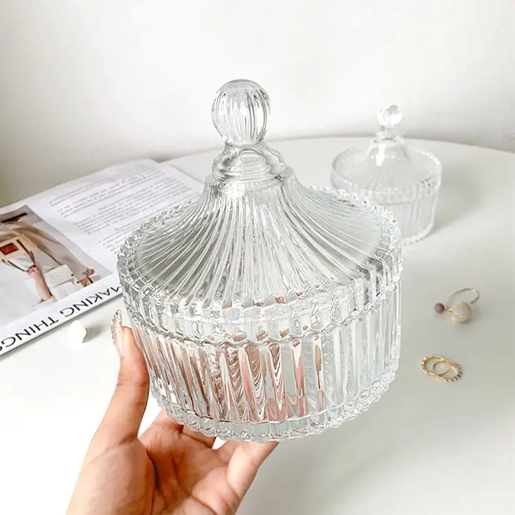 glass candle jar with glass cap for candle candy making