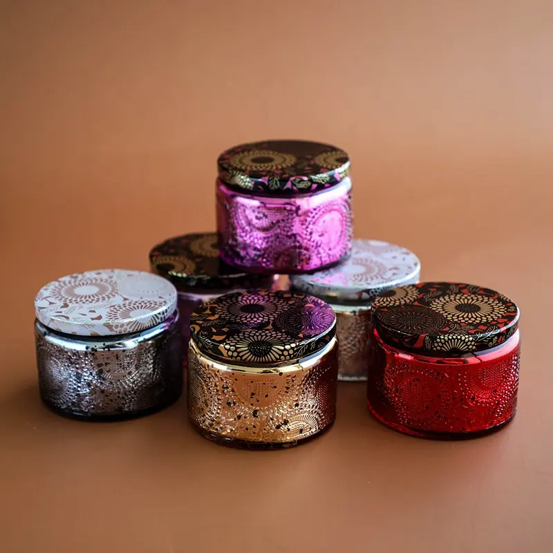 4oz 120ml Candle Jar Embossed Candle Jar Sunflower Aromatherapy Candle Cup Household Color Candle Holder Container
