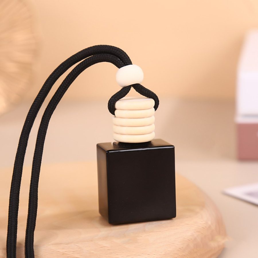 Empty frosted black car perfume hanging freshener diffuser bottle 10ml square for car fragrance perfumes - Image 4