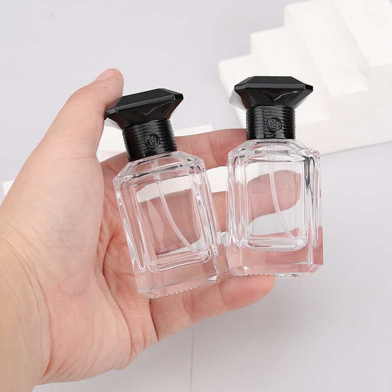 30ml 1oz Transparent Square Refillable Fragrance Bottle Glass Custom 30ml Empty Luxury Perfume Bottle