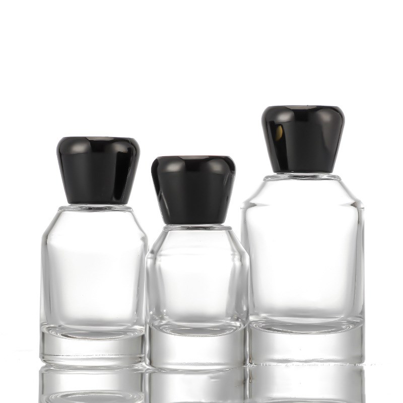 Bulk Stock Inverted Lid 30ml 50ml 100ml Crimp Round High Transparent Perfume Spray Glass Bottle