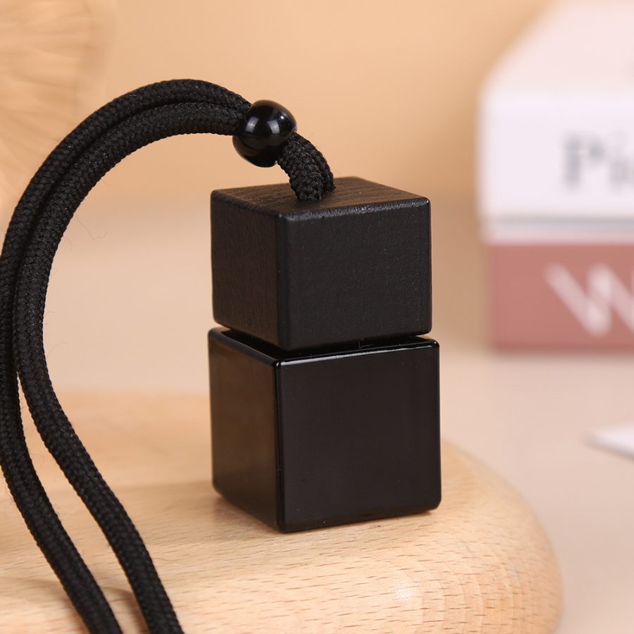 Glass Packaging Glass Bottles 8ml Square black bottle for car fragrance pendant air freshener empty perfume glass bottle hanging car diffuser bottle - Image 2
