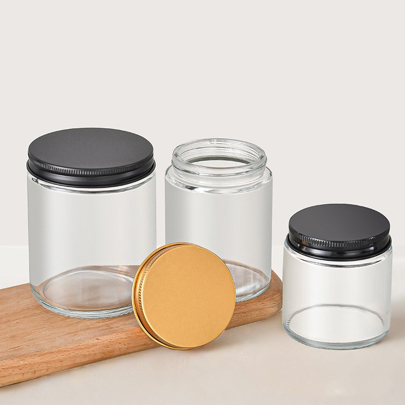 100ml 150ml 250ml Empty Clear Amber Round Scented Soy Wax Glass Candle Jar
