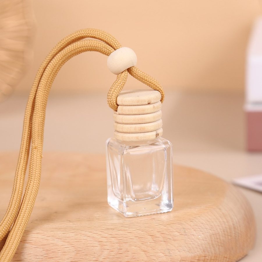 Unique design 6ml 8ml Clear Glass Aroma Car Diffuser Air Fragrance Perfume Bottle with Wooden Cap - Image 2
