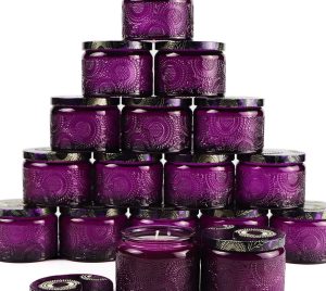100ml Empty Purple Glass Jar For Candle Making  With Metal Lid