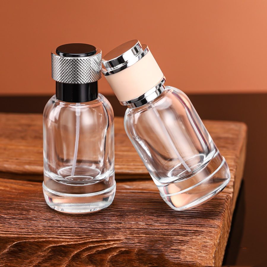 Wholesale Round Elegant Heavy Crimp 50ml Glass Perfume Bottles Vintage Parfum Bottle