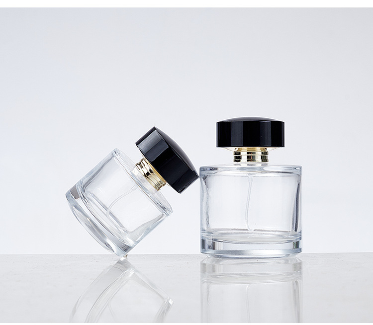 Luxury Round Empty Clear Fragrance Glass Perfume Bottle 50ml 100ml Perfume Spray Glass Bottles With Cap