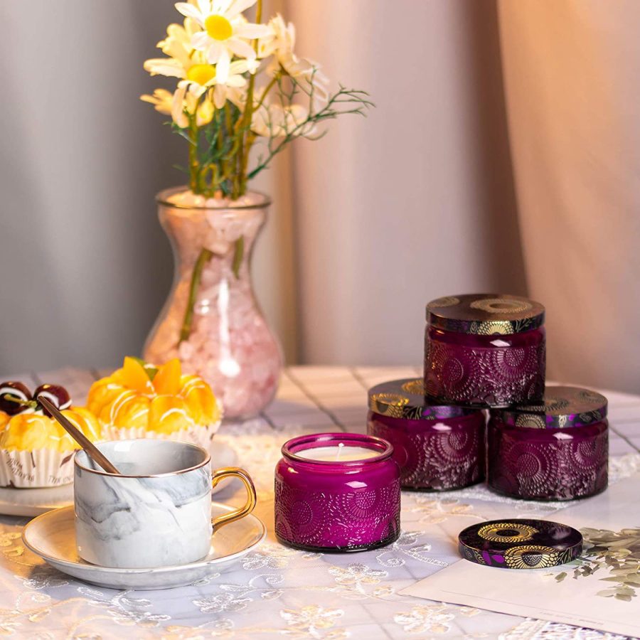 100ml Empty Purple Glass Jar For Candle Making  With Metal Lid - Image 2