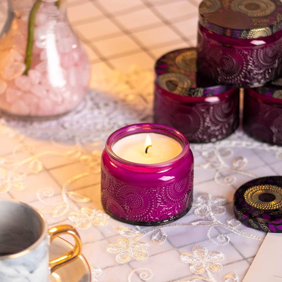 100ml Empty Purple Glass Jar For Candle Making  With Metal Lid - Image 3