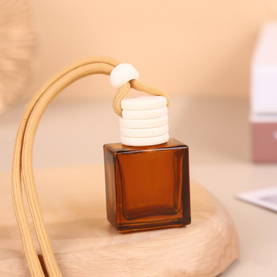 Empty frosted black car perfume hanging freshener diffuser bottle 10ml square for car fragrance perfumes - Image 2