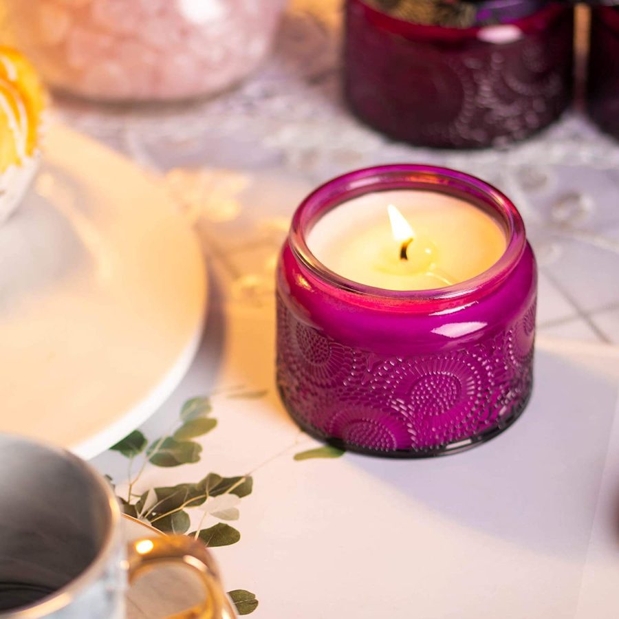 100ml Empty Purple Glass Jar For Candle Making  With Metal Lid - Image 5