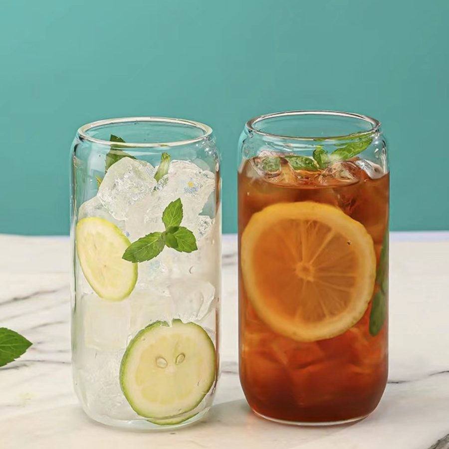 hot stocked 500ml 16oz Clear Water Juice Blank Sublimation Beer Can Shaped  Can Drinking Glass Cup  with bamboo lid - Image 2