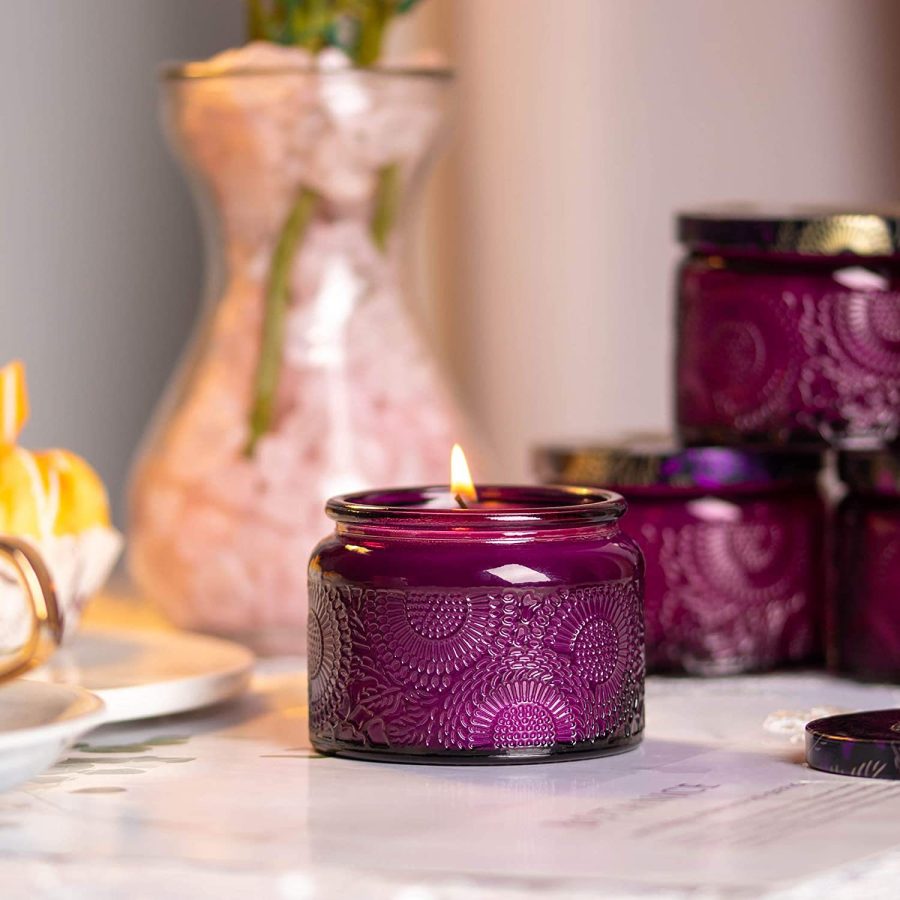 100ml Empty Purple Glass Jar For Candle Making  With Metal Lid - Image 6