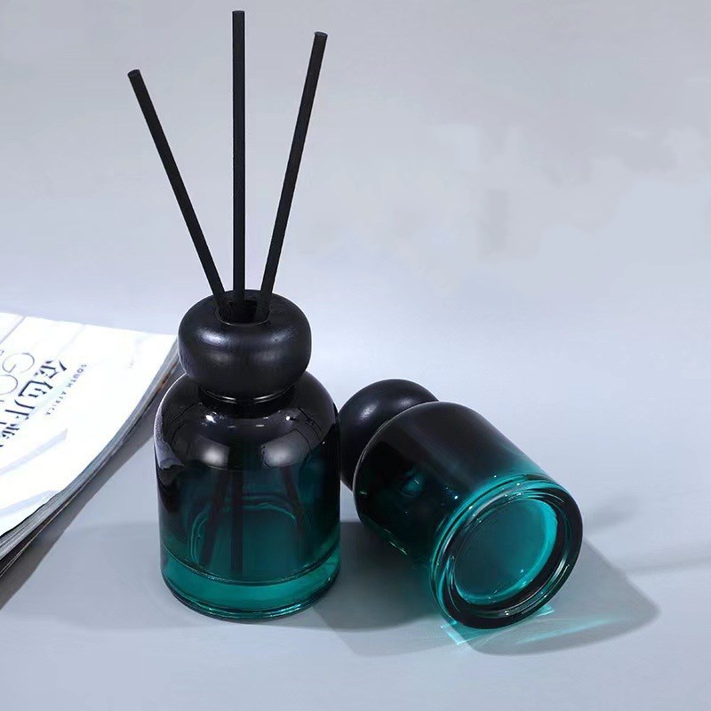 luxury Gradient blue100ml 150ml round Aroma Fireless Essential Oil luxury clear Gradient blue empty Fragrance Reed Diffuser