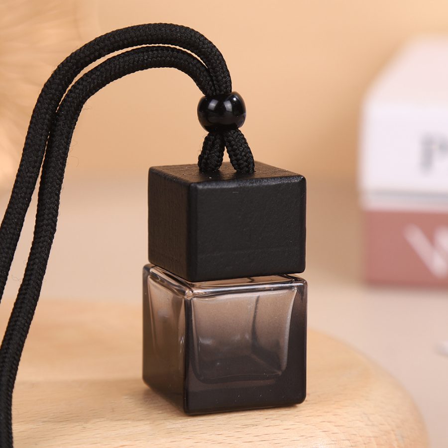 Glass Packaging Glass Bottles 8ml Square black bottle for car fragrance pendant air freshener empty perfume glass bottle hanging car diffuser bottle - Image 4