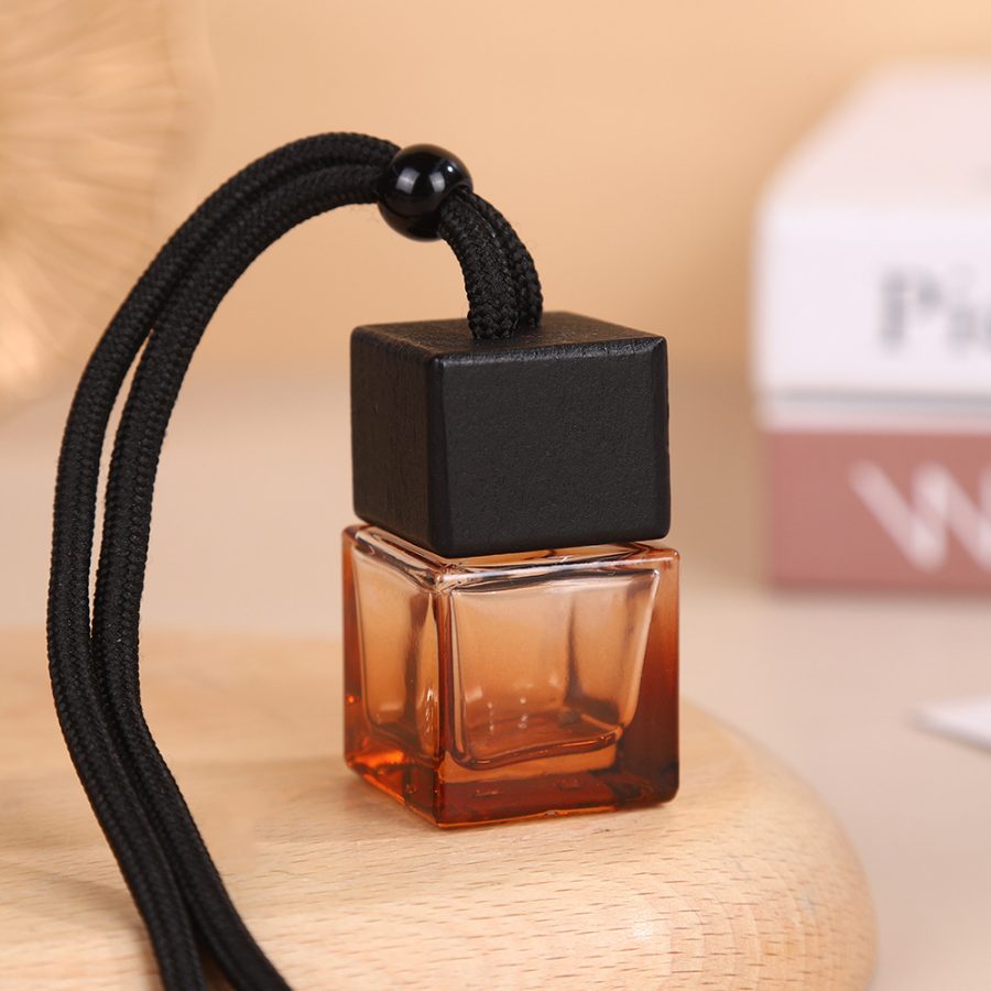 Glass Packaging Glass Bottles 8ml Square black bottle for car fragrance pendant air freshener empty perfume glass bottle hanging car diffuser bottle - Image 5