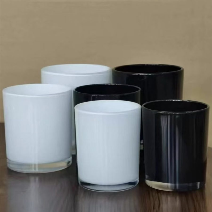 Wholesale empty 200ml 300ml 430ml glossy white black candle glass jar with lids - Image 2