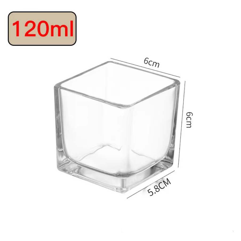 120ml Wholesale Square Shape Candle Container Wholesale Clear Empty Glass Candle Jars Square