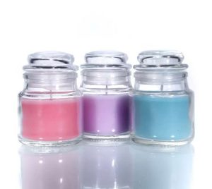 Factory 100ml promotion Yankee style glass jar scented candles with glass lid used as party decoration