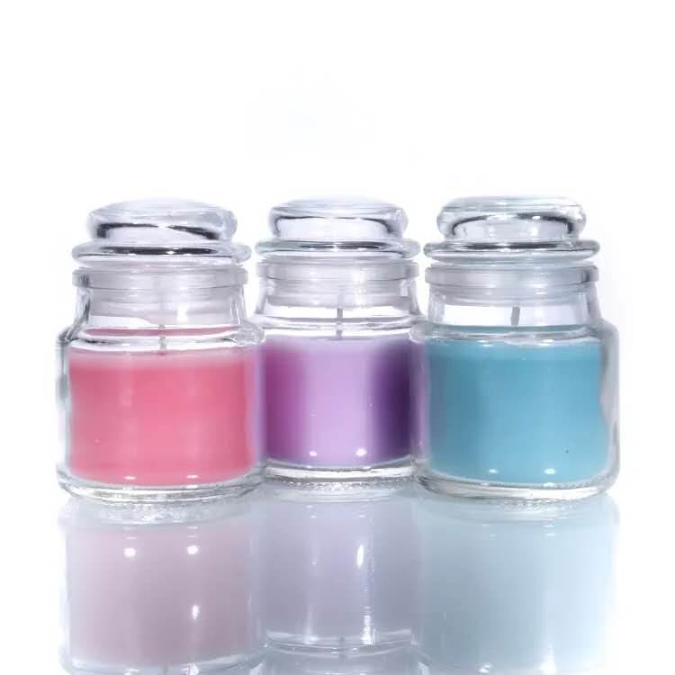 Factory 100ml promotion Yankee style glass jar scented candles with glass lid used as party decoration