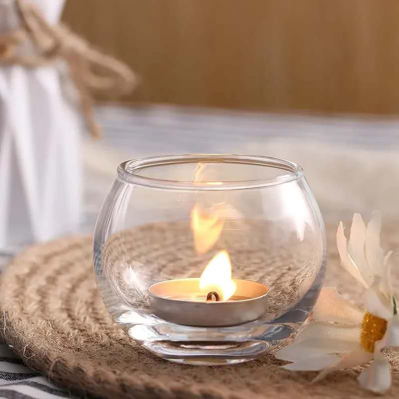 100ml Clear Glass Candle Holders for Table Centerpieces Round Glass Tealight Candle Jars for Wedding Decor and Home Decorations