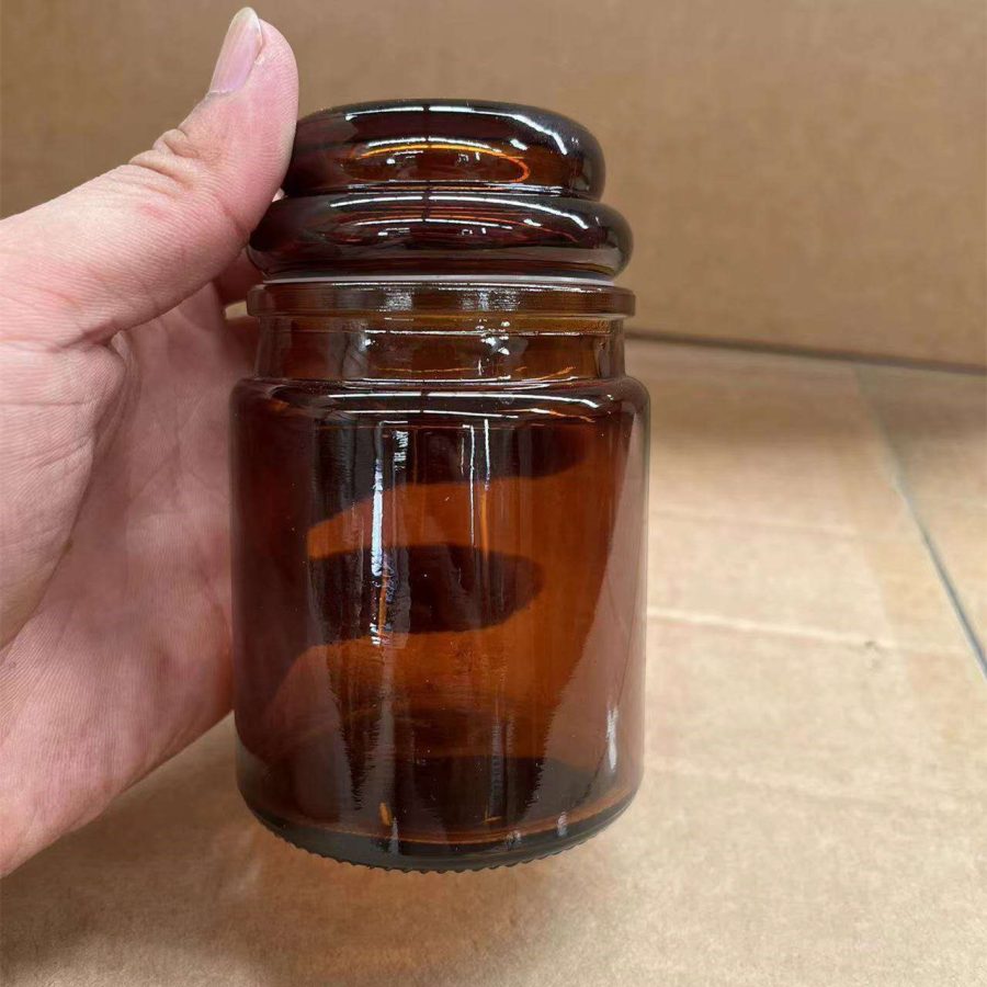 Supplier Empty 200ml Yankee fragrance thick recycled amber Clear Green  glass candle jars Storage Container with Glass Lid - Image 5