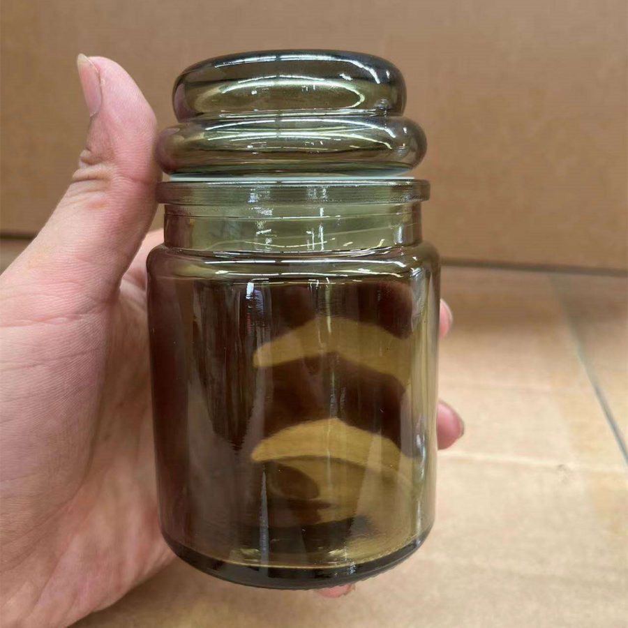 Supplier Empty 200ml Yankee fragrance thick recycled amber Clear Green  glass candle jars Storage Container with Glass Lid - Image 6