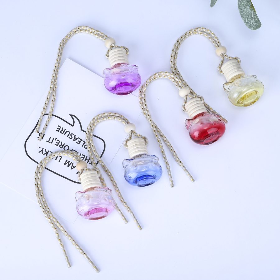 10ml hello kitty colored hanging car air fresher perfume glass bottle