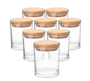 10oz 300ml Clear Empty Bulk Luxury Vessels Container Jar Glass Candle Jars With Bamboo Lids