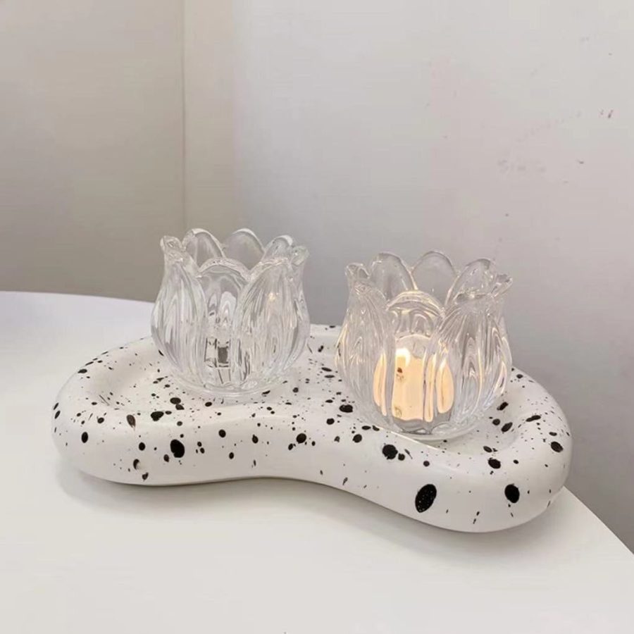 Hot selling Wholesale Vintage Clear Amber Tealight Candle Jar Frosted Wedding Party Tulip Glass Candle Holder - Image 5