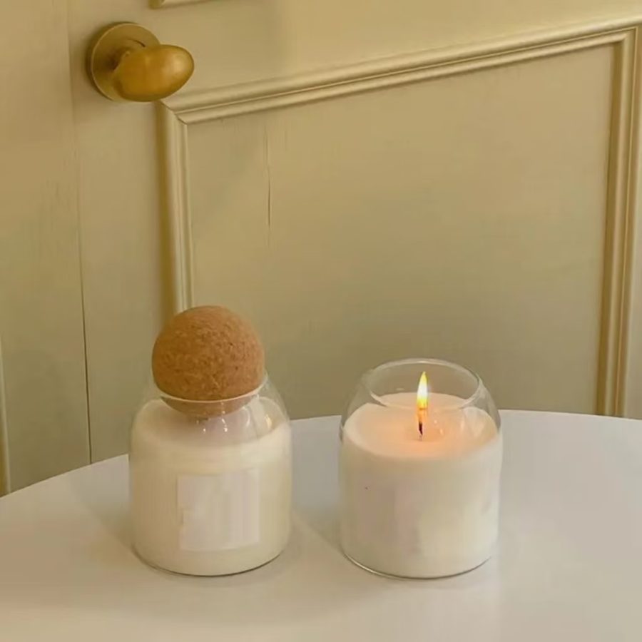 Empty luxury 500ml 16oz candle glass jar with wood cork lid - Image 5