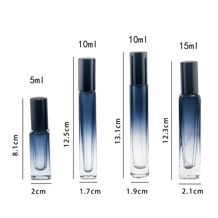 Square blue 5ml 10ml 15ml fine mist spray bottle glass bottle