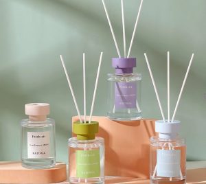 Fancy wholesale price empty 120ml round reed diffuser glass bottle with cap