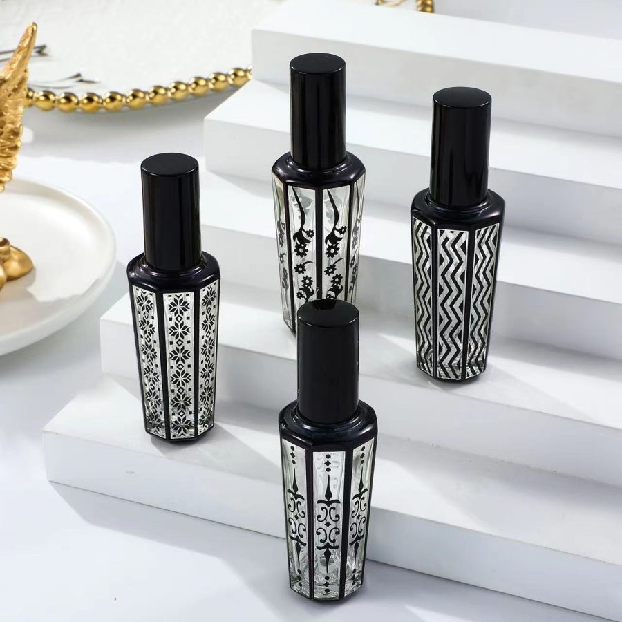 15ML  UV Carved Glass Bottle Perfume Spray Bottle Sub-bottling Cosmetic Hydration Empty Bottle