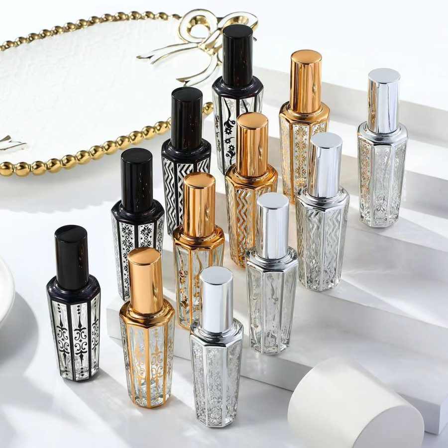 15ML  UV Carved Glass Bottle Perfume Spray Bottle Sub-bottling Cosmetic Hydration Empty Bottle - Image 2