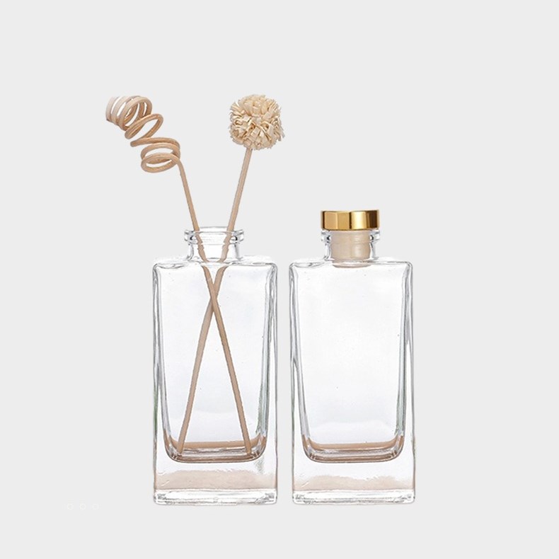 Rectangular 150ml 5oz Thick Bottom Empty Fragrance Bottle Reed Diffuser With Stopper