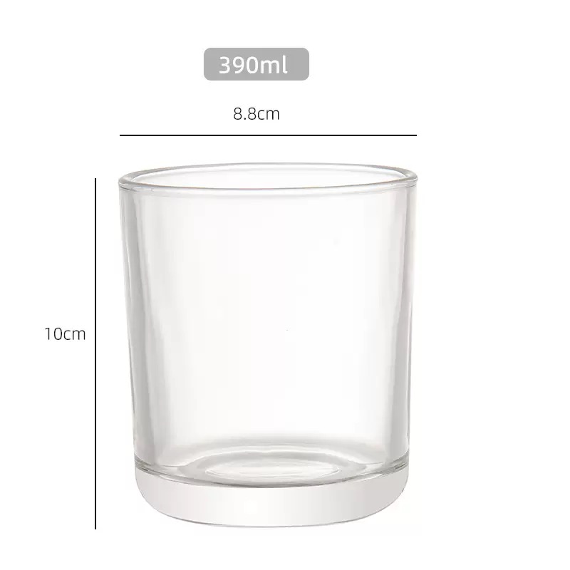 Wholesale 390ml Custom Clear Glass Cup Container Vessels Candle Jars  For Candle Making