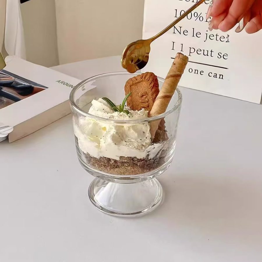 Glass Cup, 300ml 10oz Candle Jar Fruit Juice, Yogurt, Coffee, Ice Cream, Ice Cream Cup, Summer Home Fruit Short Legged Dessert Cup - Image 2